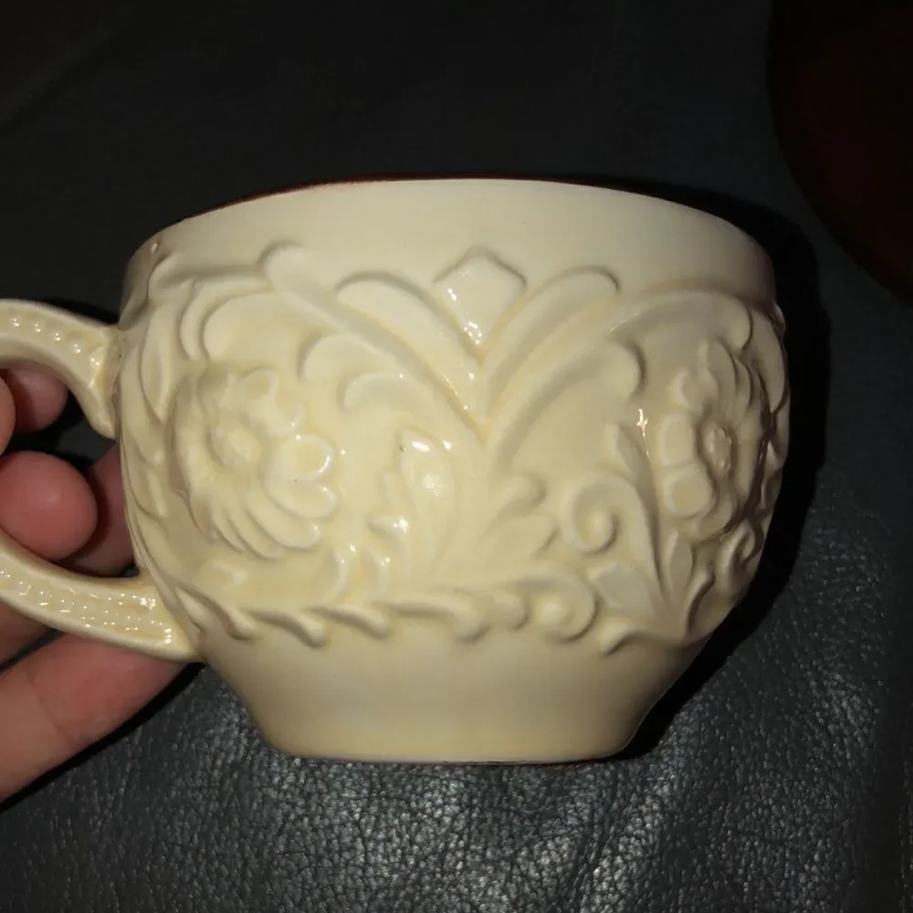 Live Laugh Love Cup & Saucer in Chocolate Brown and Ivory